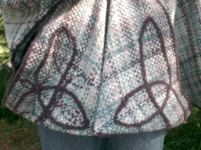 Close-up of the Celtic loops on the front